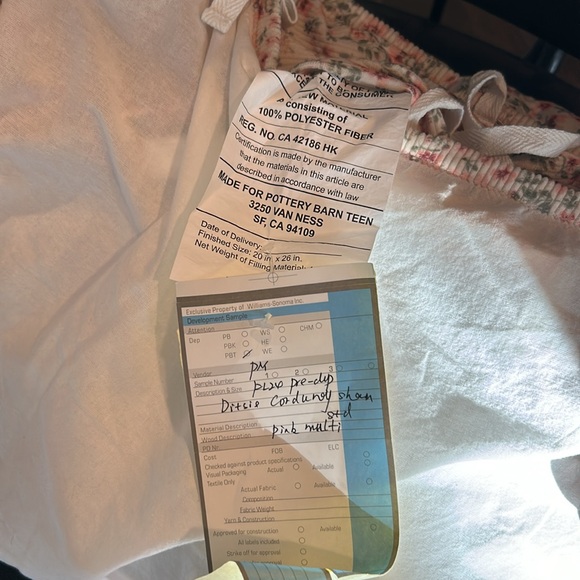 Pottery Barn Pink Floral Green Print  Corduroy European Shams  Set of 2 28x20 P - Picture 10 of 10